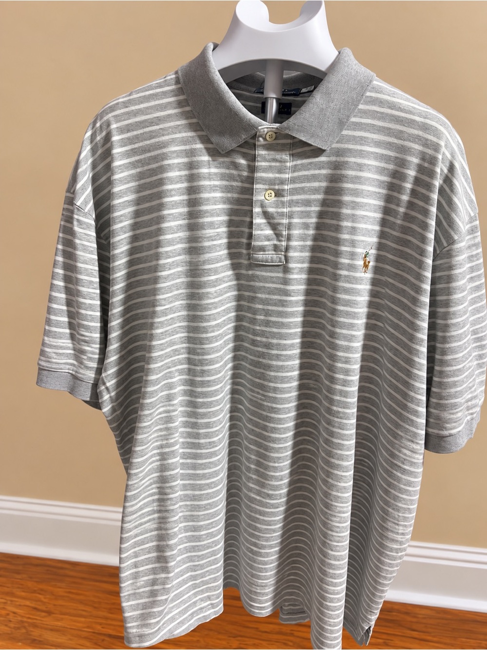 EUC•Men’s Polo Ralph Lauren•Pima Soft Touch Gray/White Striped Pullover Sz 3XB